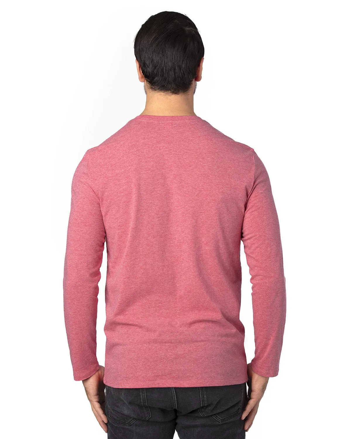 100LS-Threadfast Apparel-RED HEATHER