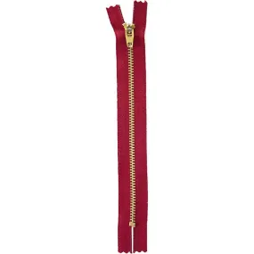 Brass Jean Zipper 7in Red Rose