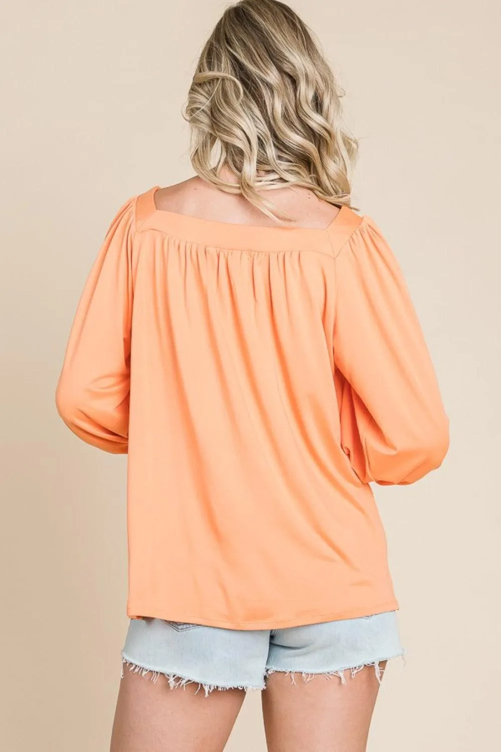 Culture Code Square Neck Puff Sleeve Top