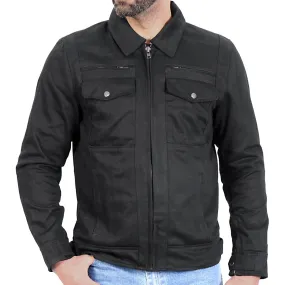 Hot Leathers JKM6001 Men's Black Denim Armored Shirt Jacket