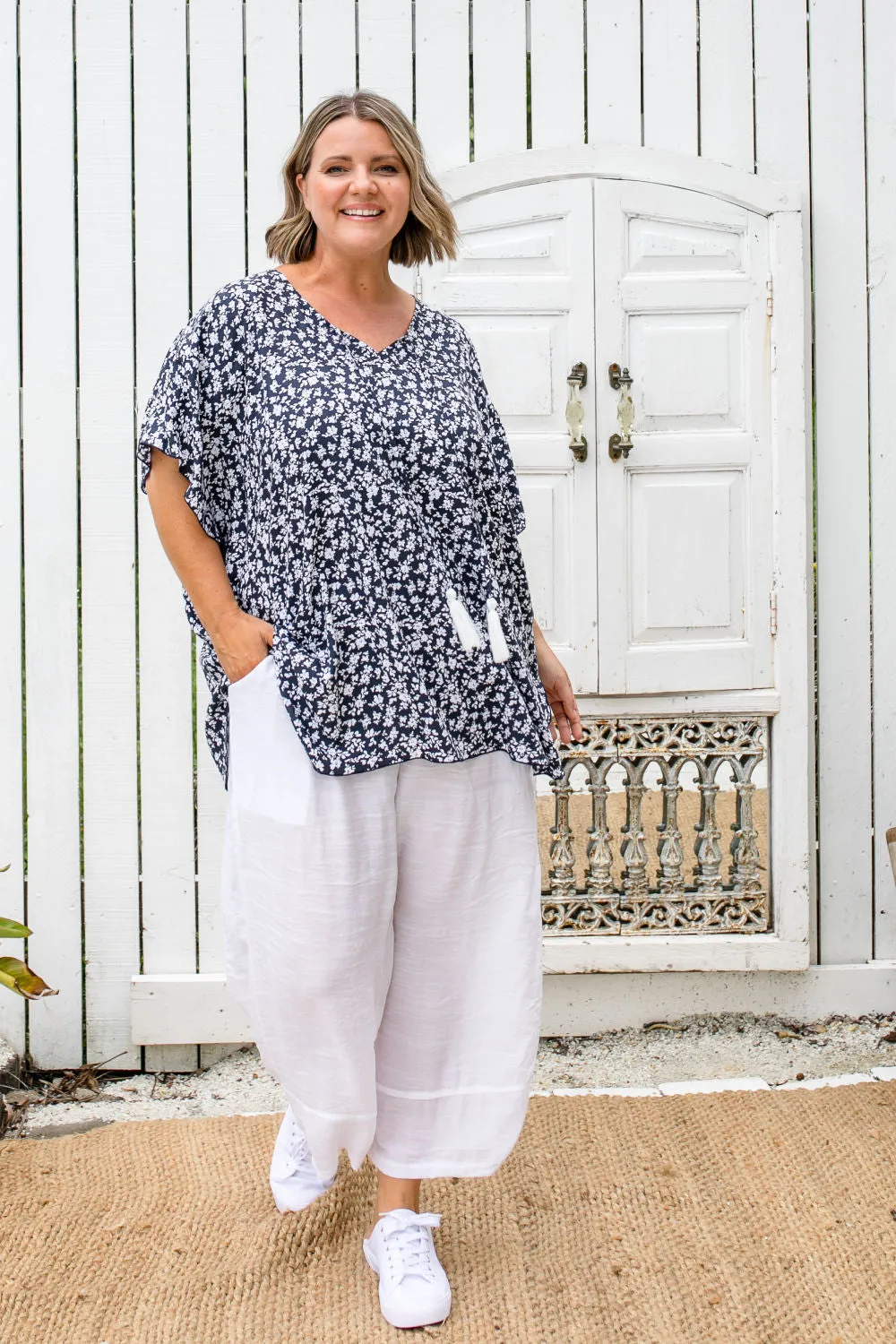 Kaftan Top - Blue Floral