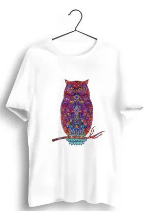 Owl Graphic Printed White Tshirt