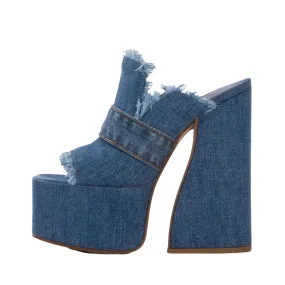 Pre Order:  Denim Fray Platforms